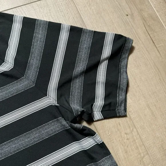 MINT Oakley Men’s M Hydrolix Performance Black White Striped Casual Polo Shirt - Picture 5 of 5